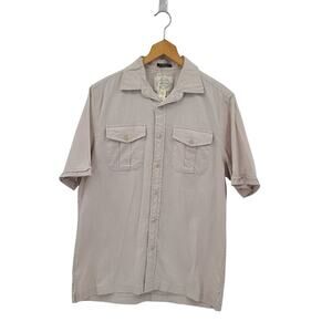 St John's Bay safari shirt men's size small tan 100% cotton Resort Wear Vacation